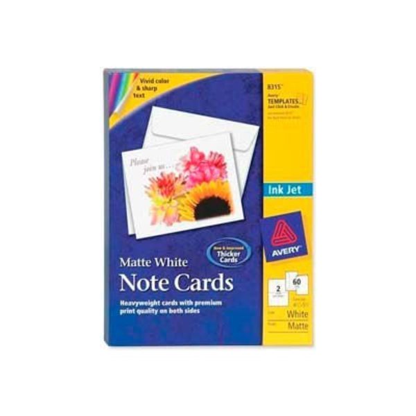 Avery Avery® Inkjet Matte Coated Note Card, 5-1/2" x 4-1/4", Matte, White, 60 Cards/Box 8315